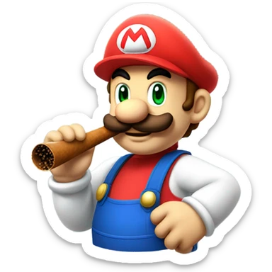 Mario the plumber with a tobacco pipe sticker