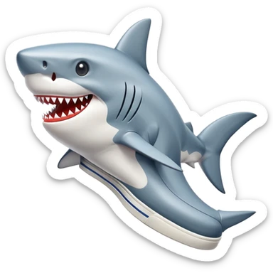 a shark with a sneaker sticker