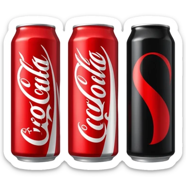 5 different cans of coke placed in line sticker