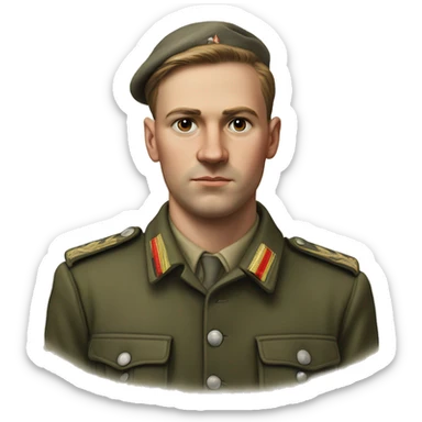 guy 28 years old german military 1940 photorealistic serious sticker