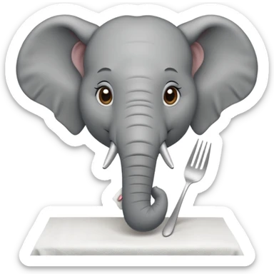 elephant at a restaurant table sticker