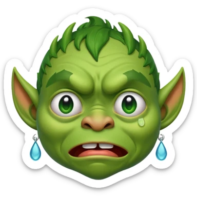 Goblin is crying with very big tears in his eyes  sticker