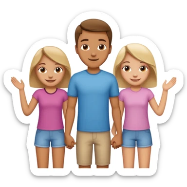 A guy in the center who hold hands to two other gurls sticker