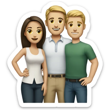 Couple with brunette woman and white man sticker