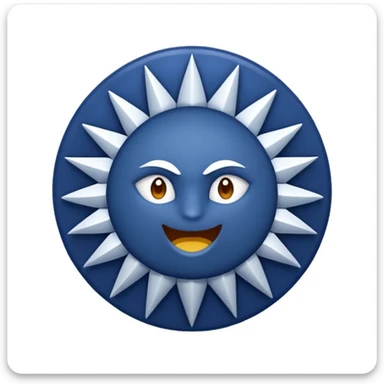 A circle with 12 pointed mouths (color=dark blue),and a white mark that indicates good on the center  sticker