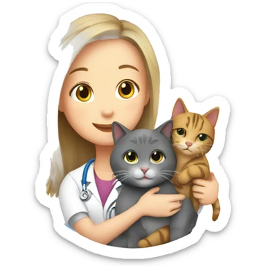 cat cuddles veterinarian girl sticker