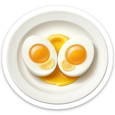 Two boil eggs in a plate cut in half sticker