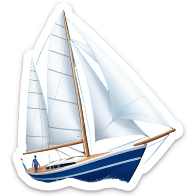 An icon featuring a sleek sailboat with billowing sails cutting through the waves. The design includes the boat's mast, a wind-filled sail, and water splashes, symbolizing the thrill and skill of sailing. Transparent background highlights the elegance and power of wind-driven sports. sticker
