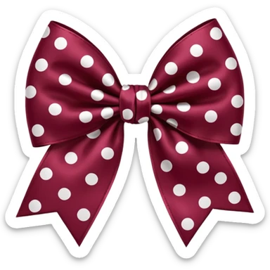 Burgandy bow with white polka dots sticker