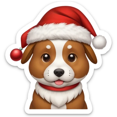 Dog with Christmas hat on sticker