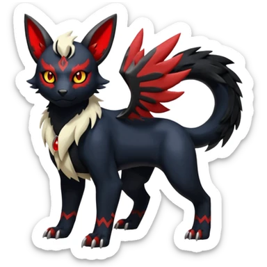 Handsome cool badass edgy Absol-Litten-Umbreon-Giratina-Pokémon-Fakémon-fusion-hybrid-creature, full body sticker
