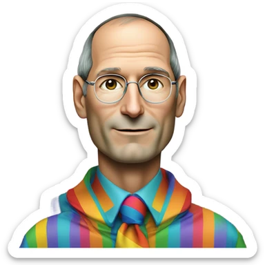 steve jobs wearing a rainbow suit sticker
