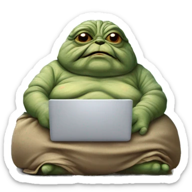 Jabba the Hutt from Star Wars with a laptop sticker