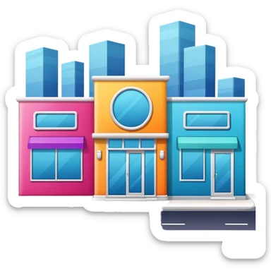 three separate beauty salon buildings connected with lines sticker