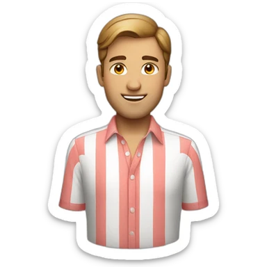 A handsome man wearing a red and white shirt sticker