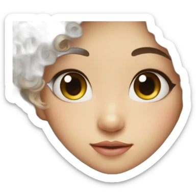 Cute asian girl long eye lashes and curly hair sticker