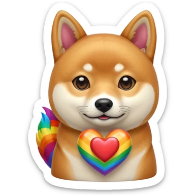 Shiba Jasper rainbow heart sticker