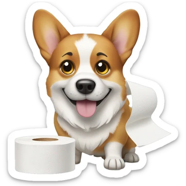 Corgi dog with toilet paper sticker