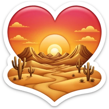 heart with a desert sunset theme, clean digital illustration sticker