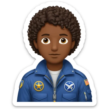 A male pilot with dark skin and close-cut curly hair sticker
