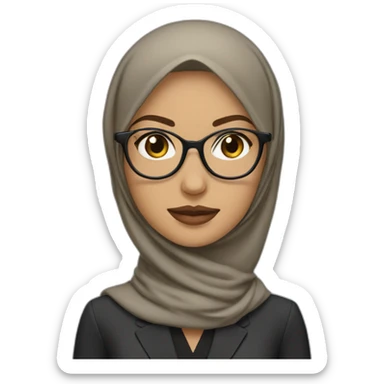 Hijabi white woman with glasses and brown eyes wearing a suit sticker