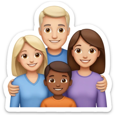 happy family with parents and two children smiling together sticker