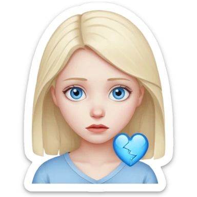 blue eyed girl with broken heart sticker