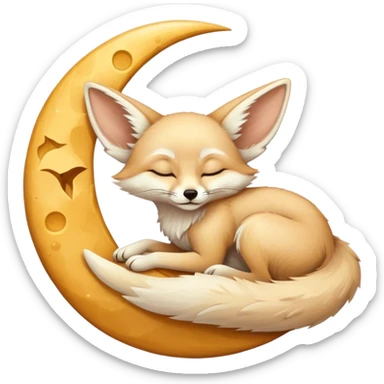 fennec sleeping on a moon sickle  sticker