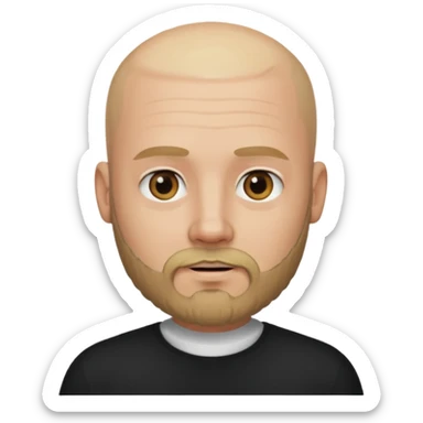 Bearded bald blonde man black shirt bald sticker