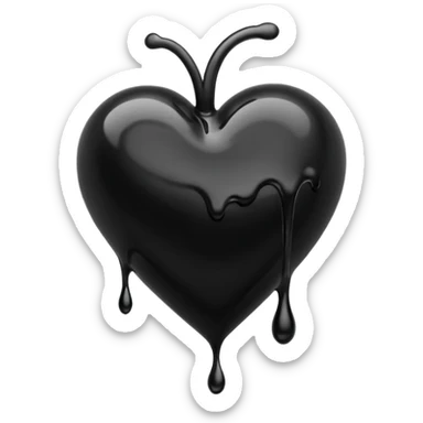 black ink heart emoji with ink streaks sticker