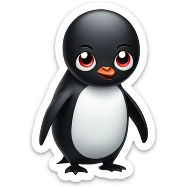 Devil penguin hugging Penguin with no hair sticker