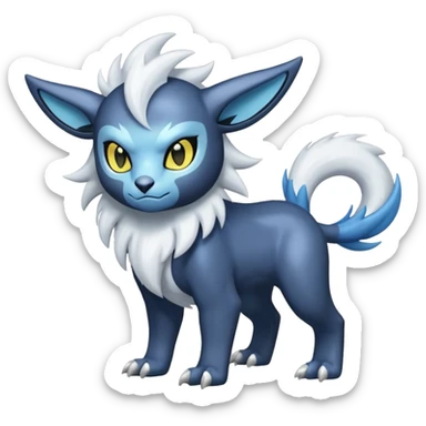 White glossy soft silky furry iridesent Absol-Shinx-Luxray-fusion-hybrid, full body sticker