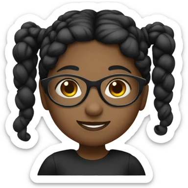 Black high pigtails girl with glasses sticker
