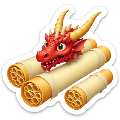Dragon con cuerpo de pasta canelloni que el cuerpo enga su cuerpo normal con patas y que tenga tres cabezas de dragon sticker