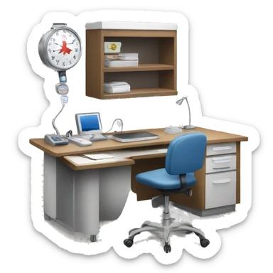 NURSE OFFICE DESK WITH AMERICAN CROSS  sticker