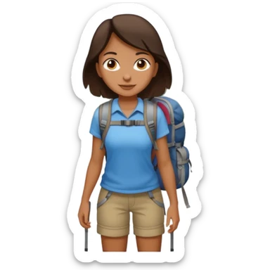 Girl with dark brown hair Hiking on a trail  sticker