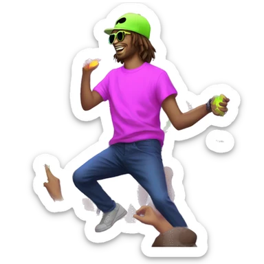 420 Rave party dancing neon smoking sticker