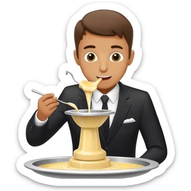 Man in suit eating Fondue fountain sticker