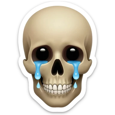 Skull crying heart tears down face sticker