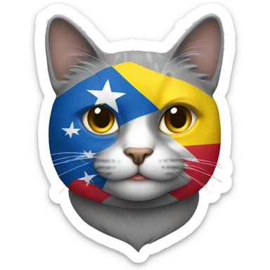 Un gato gris con la Bandera de colombia sticker