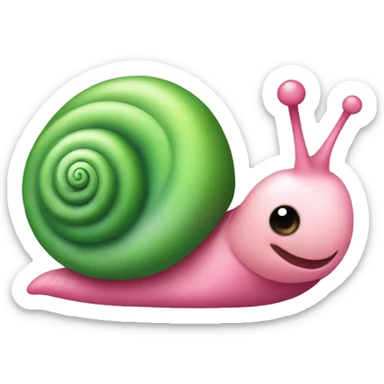 Cute pink and green snail sticker