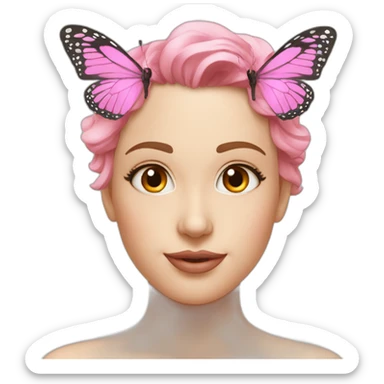 visage avec noeux papillon rose sticker