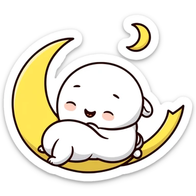 cute sleeping moon with nightcap and snoring sticker