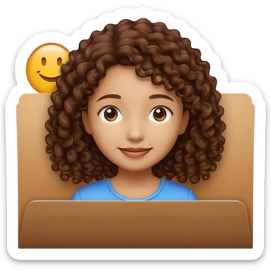 A **simple emoji-style icon** of a **black black black transparent plastic folder**, sleek and minimal, with **rounded corners**, subtle translucency, soft shading, and a **small illustrated logo of a canela-skinned girl with natural curly hair and a warm smile**, simplified and icon-like.
 sticker