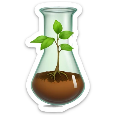 A beaker with a sapling inside it sticker