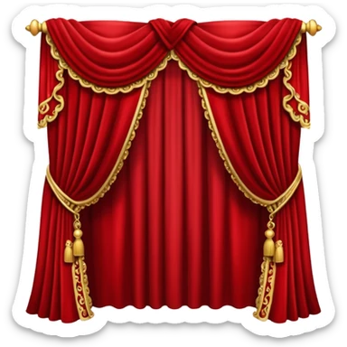 Simple, opened red curtains  sticker