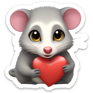 Valentines themed opossum  sticker