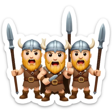 three Vikings are screaming, weapons in their hands
realistic sticker