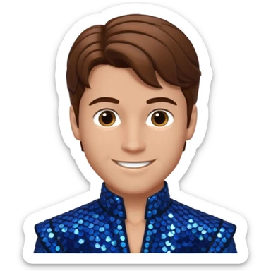 Prince Fiyero from the Wizard of Oz with brown hair, dark blue sequin outfit sticker