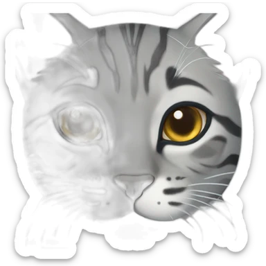 Grey big cute bengal cat grey eyes sticker